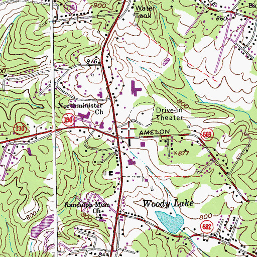 Topographic Map of Amelon Square Shopping Center, VA