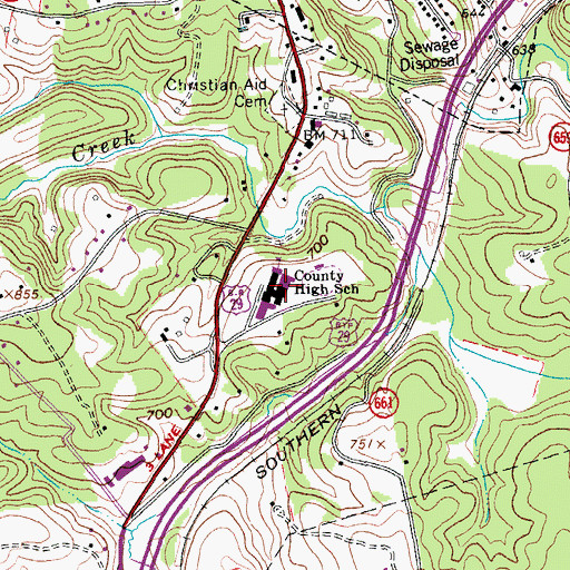 Topographic Map of Amherst County High School, VA