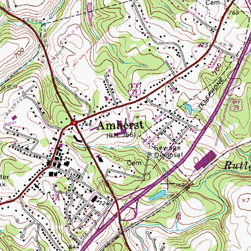 Topographic Map of Amherst Elementary School, VA