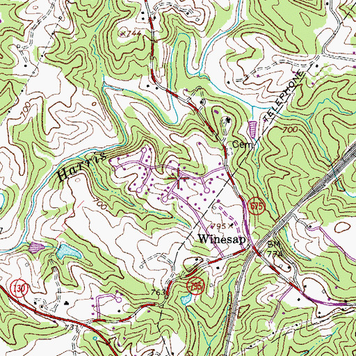 Topographic Map of Brandywine, VA