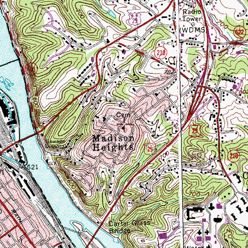 Topographic Map of Emmanuel Episcopal Church, VA