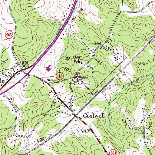 Topographic Map of First Baptist Church of Coolwell, VA