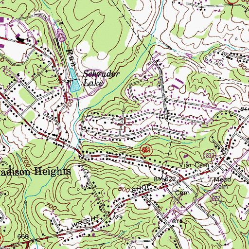 Topographic Map of Lakeview, VA