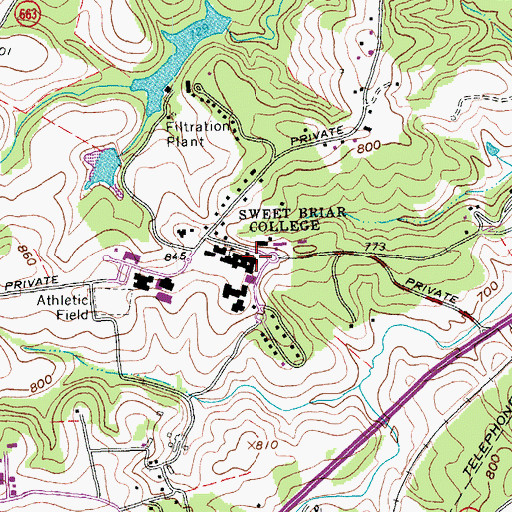 Topographic Map of Manson Hall, VA