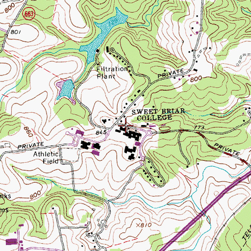 Topographic Map of Mary Helen Cochran Library, VA