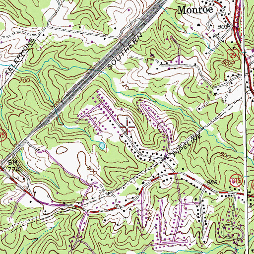 Topographic Map of Meadowview Hills, VA