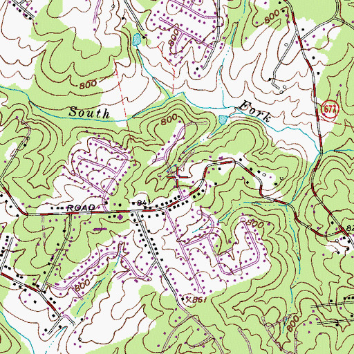 Topographic Map of Melwood Manor, VA