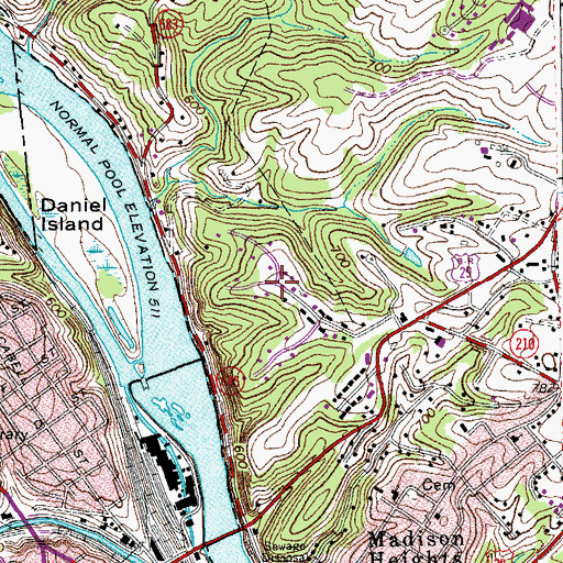 Topographic Map of Merry Moor, VA