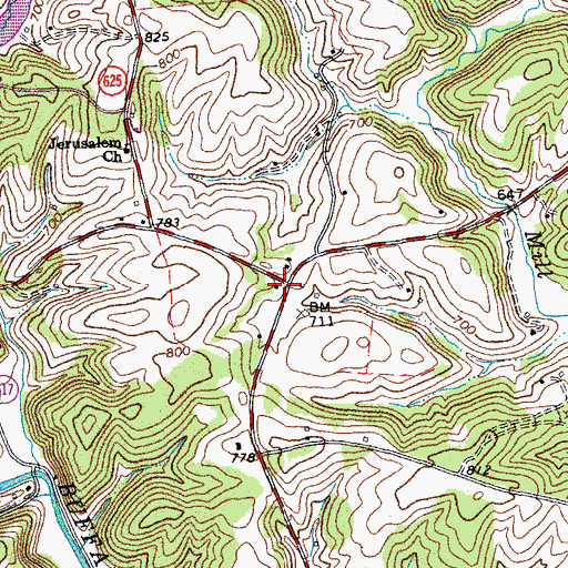 Topographic Map of Mount Moriah Church (historical), VA