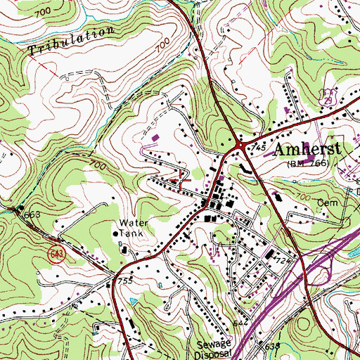 Topographic Map of Mount Olive Baptist Church, VA