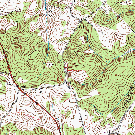 Topographic Map of Pleasant Grove School (historical), VA