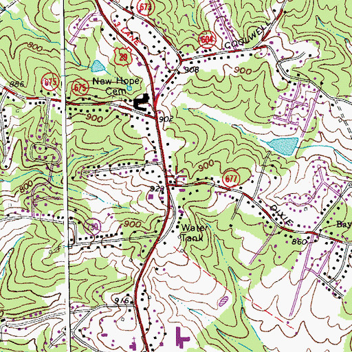 Topographic Map of Prices Store, VA
