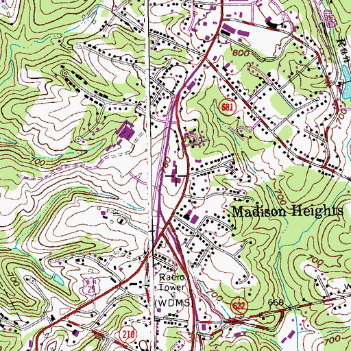 Topographic Map of Riverside Plaza Shopping Center, VA
