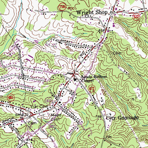 Topographic Map of Sandy Bottom, VA
