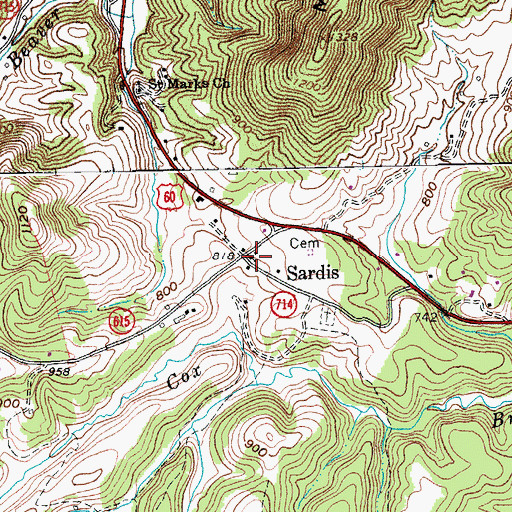 Topographic Map of Sardis United Methodist Church, VA