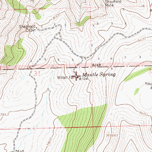 Topographic Map of Mantle Spring, CO