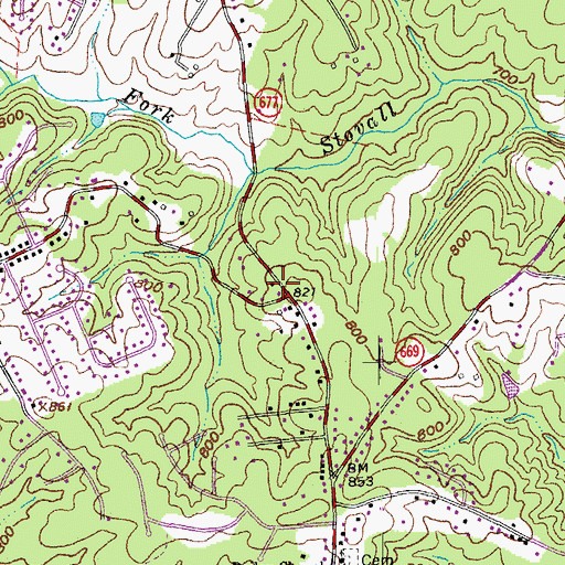 Topographic Map of Turnertown School (historical), VA