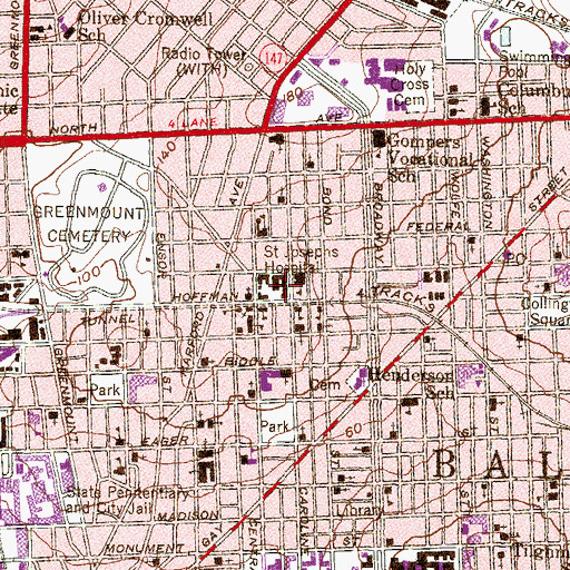 Topographic Map of Doctor Bernard Harris Senior Elementary School, MD