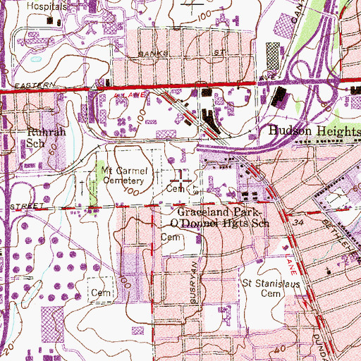 Topographic Map of Oheb Shalom Cemetery, MD