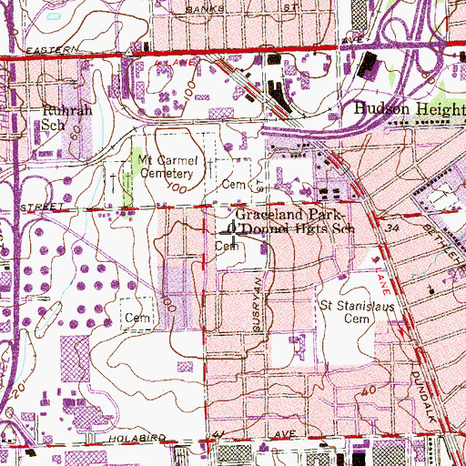 Topographic Map of Swartz Cemetery, MD