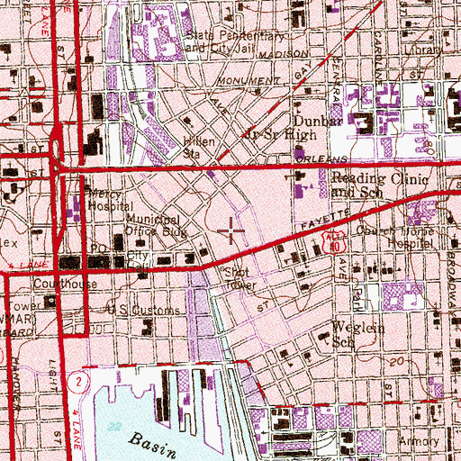Topographic Map of Baltimore Post Office, MD