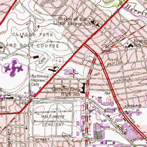 Topographic Map of Belair Plaza Shopping Center, MD