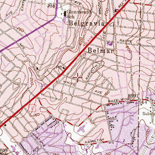 Topographic Map of Bellview, MD