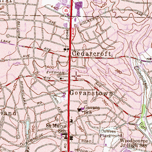 Topographic Map of Belvedere Square Shopping Center, MD