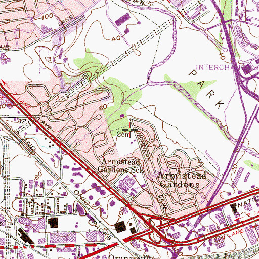 Topographic Map of Bohemian Cemetery, MD