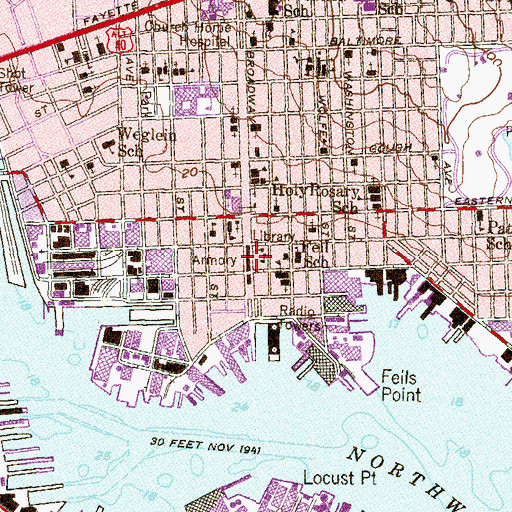 Topographic Map of Broadway Market, MD
