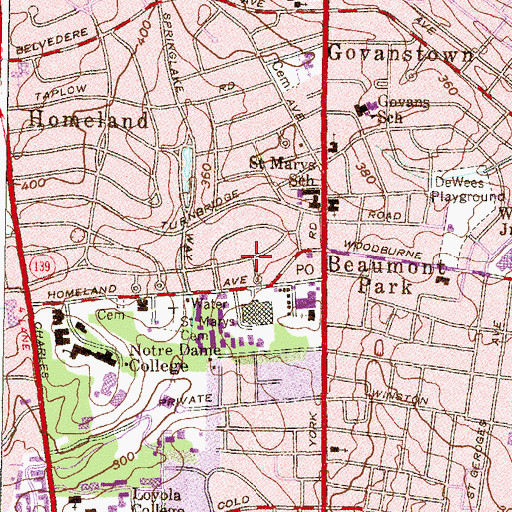 Topographic Map of Gallagher Park, MD