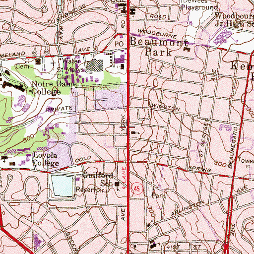 Topographic Map of Govans Post Office, MD