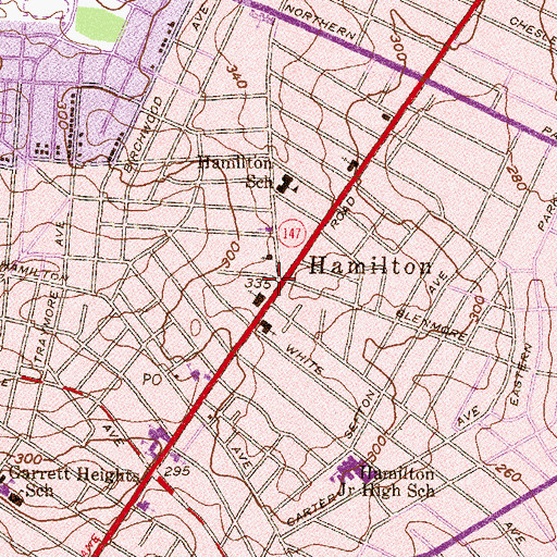 Topographic Map of Hamilton Branch Enoch Pratt Free Library, MD