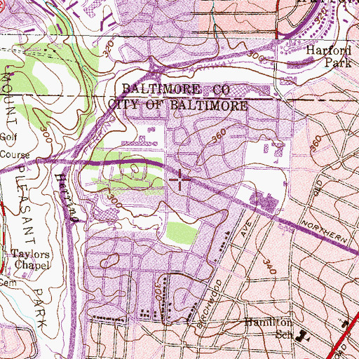 Topographic Map of Hamilton Park Shopping Center, MD