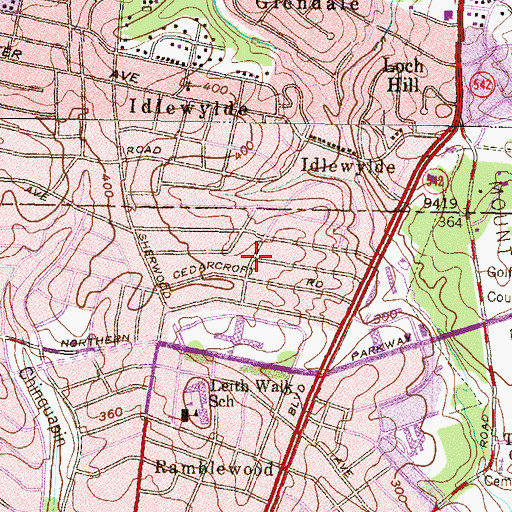 Topographic Map of Idlewood, MD