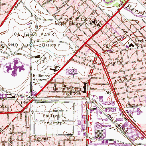 Topographic Map of Laurel Cemetery (historical), MD