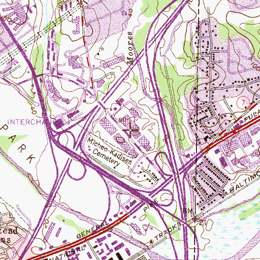Topographic Map of Moravia Industrial Park, MD