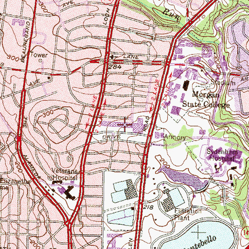 Topographic Map of Northwood Shopping Center, MD