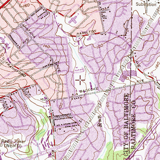 Topographic Map of Radecke Playfield, MD