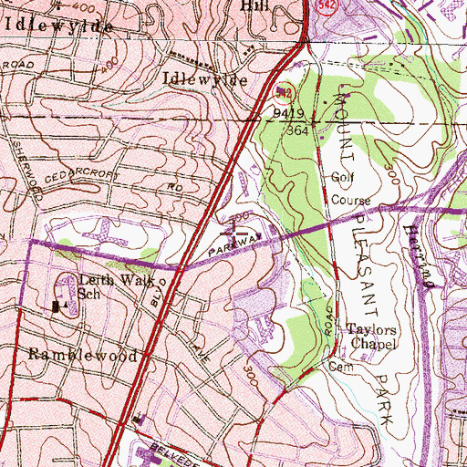 Topographic Map of Raven Shopping Center, MD