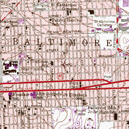 Topographic Map of Trinity Lutheran Church, MD