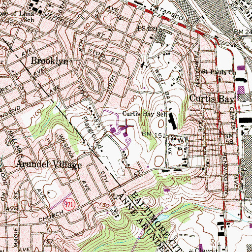 Topographic Map of Bay - Brook Elementary / Middle School, MD
