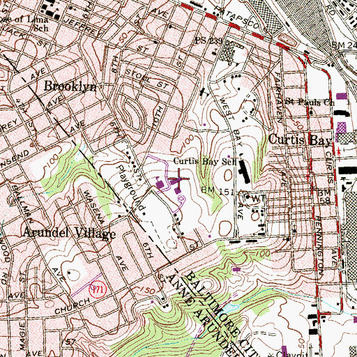 Topographic Map of Bay - Brook Elementary / Middle School, MD