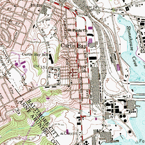 Topographic Map of Brooklyn Manor, MD