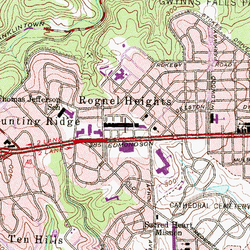 Topographic Map of Edmondson Village Shopping Center, MD