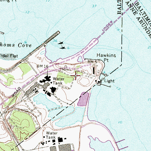 Topographic Map of Fort Armistead Park, MD