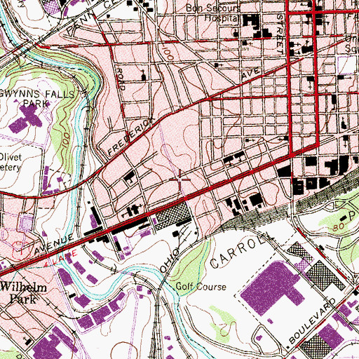 Topographic Map of Franklin Post Office, MD