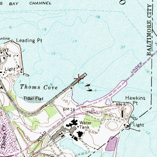 Topographic Map of Hawkins Point Pier, MD