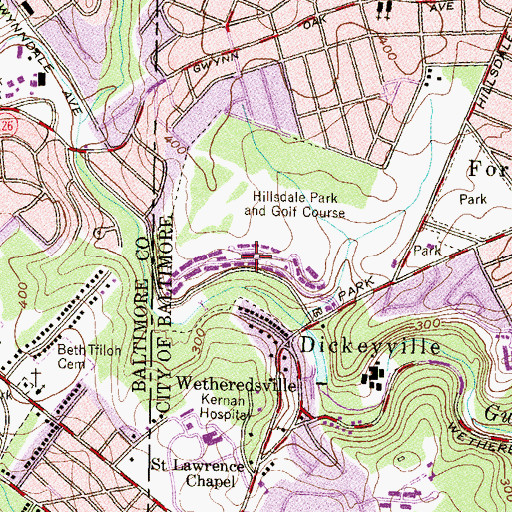Topographic Map of Hillsdale Green, MD