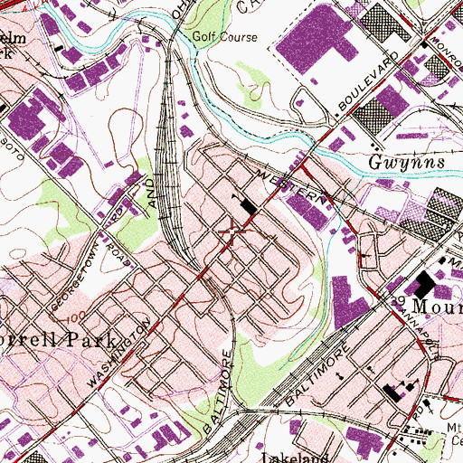 Topographic Map of Morrell Park Branch Enoch Pratt Free Library, MD
